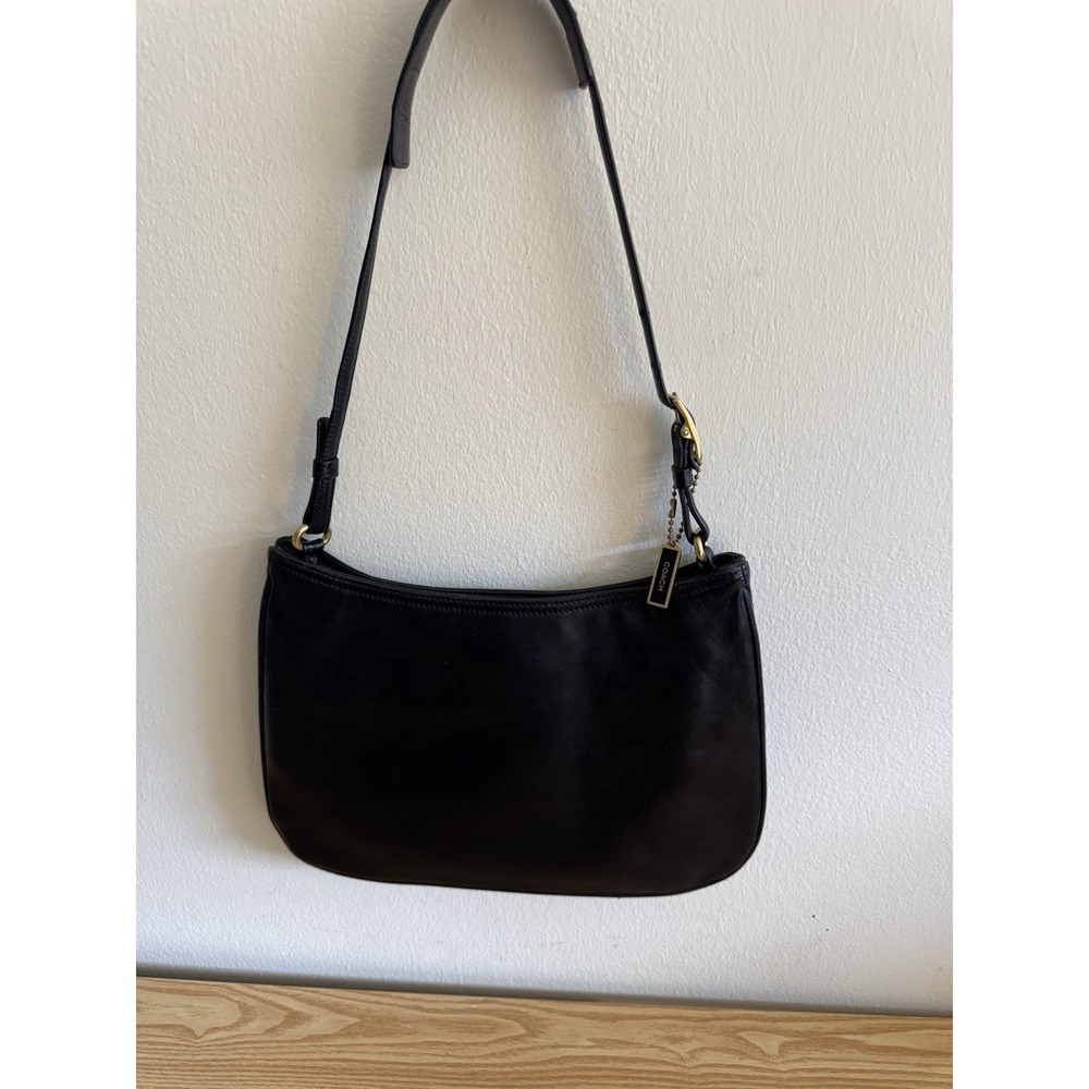 Vintage COACH Y2K Black Leather Baguette Shoulder Bag E1K-8165